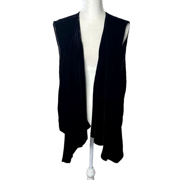 Coldwater Creek Plus Size 2X Black Crushed Velvet Swing Vest Silk Rayon Boho - Picture 1 of 8